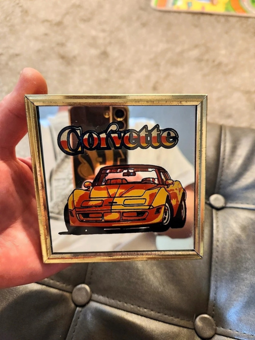 1980's Chevrolet Corvette Framed Mixed Media Carnival Wall Art